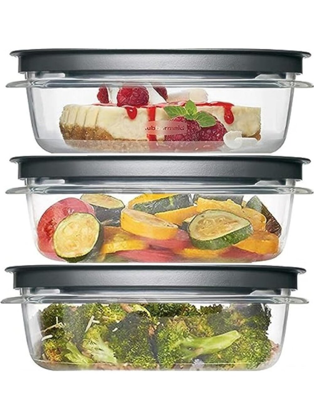 3-Cup Flex & Seal Food Storage Set - 6 Piece Tritan Container Bundle, Grey Lids